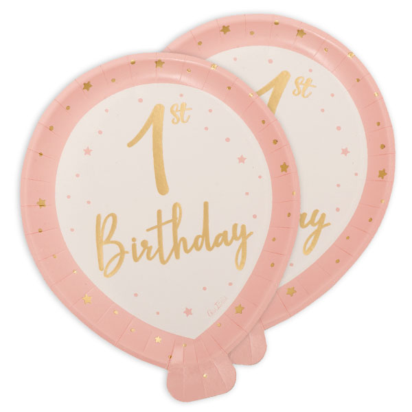 8 teller ballon form 1st birthday rosa und gold