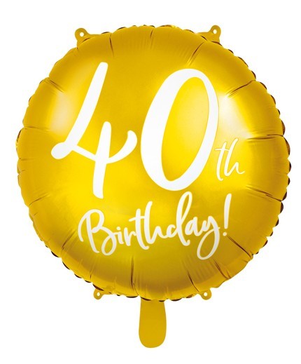 folienballon 45 cm 40th birthday gold