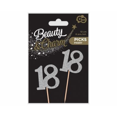 6 picks 10cm 18th birthday silber