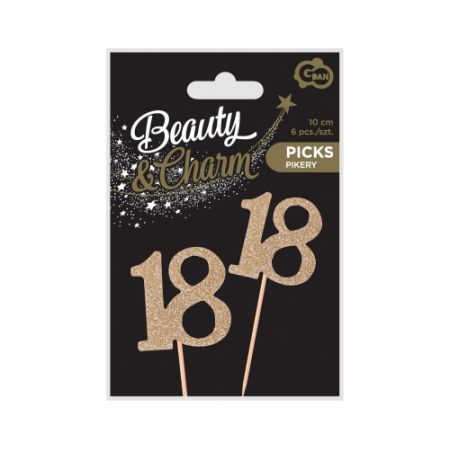 6 picks 10cm 18th birthday gold