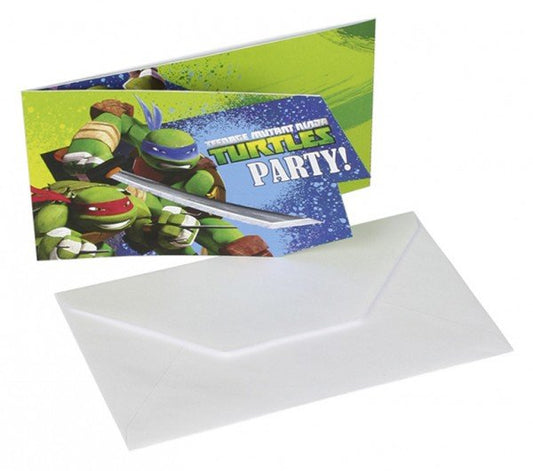 6 einladungskarte mit 6 umschlage Ninja Turtles