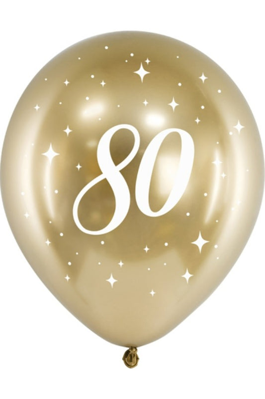 6 Luftballon Gold 80th birthday