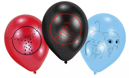 6 luftballon miraculous ladybug schwarz blau rot