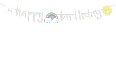 Happy Bday Girlande Pastell Rainbow