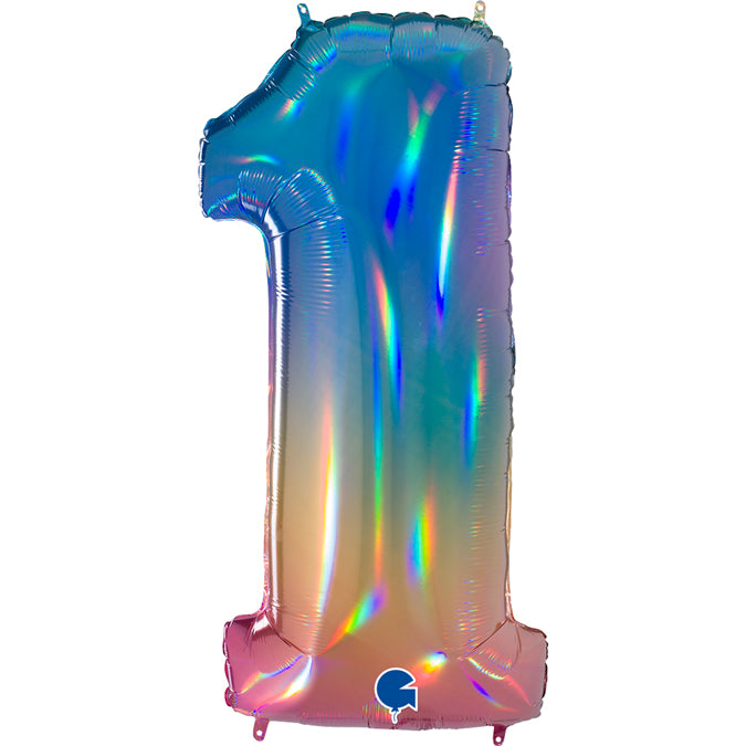 Folienballon Zahl 1 Rainbow 100 cm
