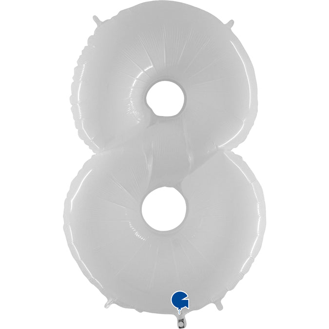 Folienballon Zahl 8 Weiss 100 cm
