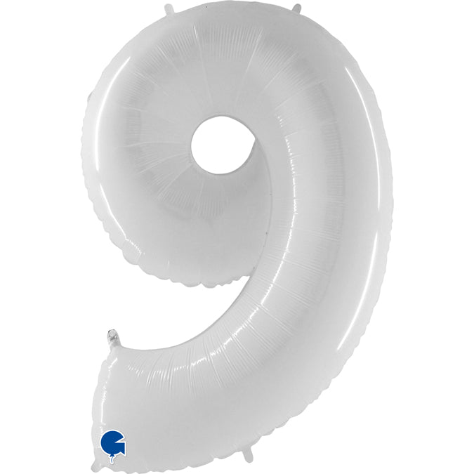 Folienballon Zahl 9 Weiss 100 cm