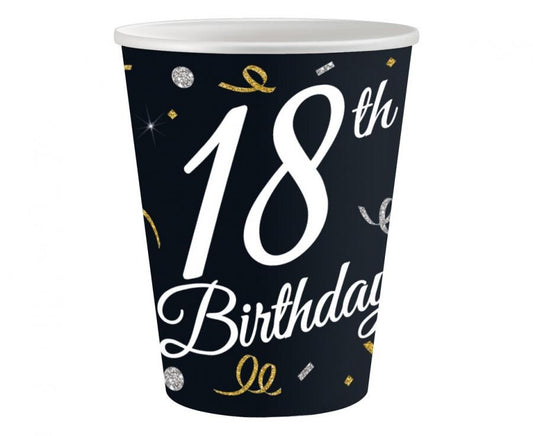 6 becher 18th birthday schwarz und gold