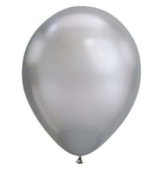 6 Luftballon 30 cm Chrome Silber