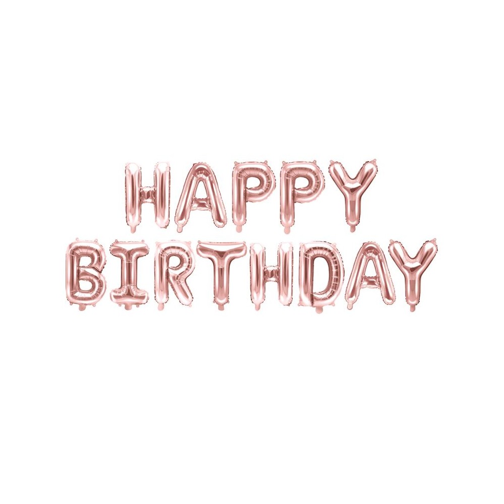 Happy Birthday Ballon Schrift Rosegold 395x35cm