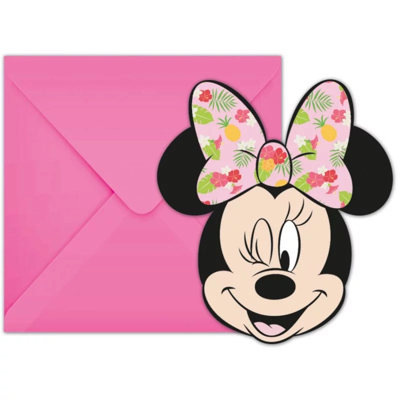 6 einladungskarte mit 6 umschlage Minnie Mouse Tropical