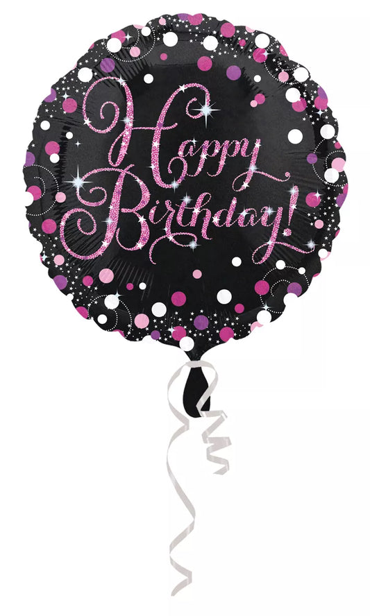 Happy Birthday Folienballon 45 cm Sparkling Pink