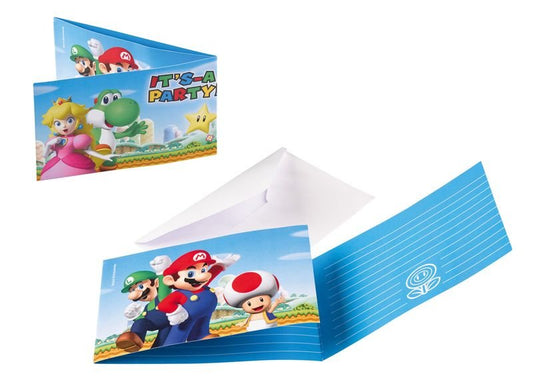 8 einladungskarte mit 8 umschlage Super Mario