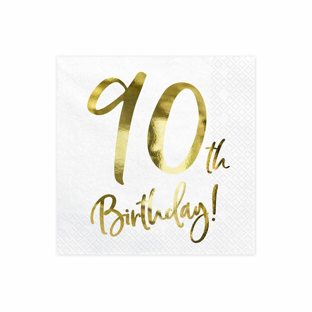 20 servietten gold 90th birthday