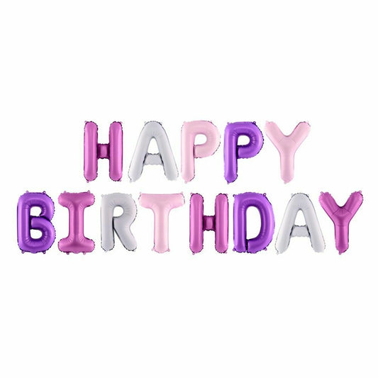 Happy Birthday Ballon Schrift Violett 395x35cm