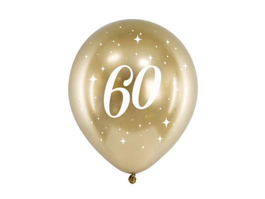 6 luftballon glossy gold 60 jahre