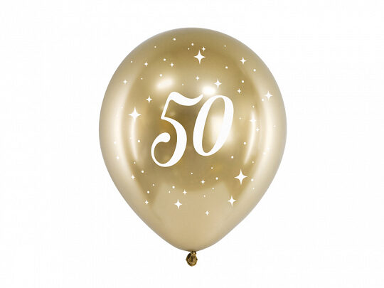 6 luftballon glossy gold 50 jahre