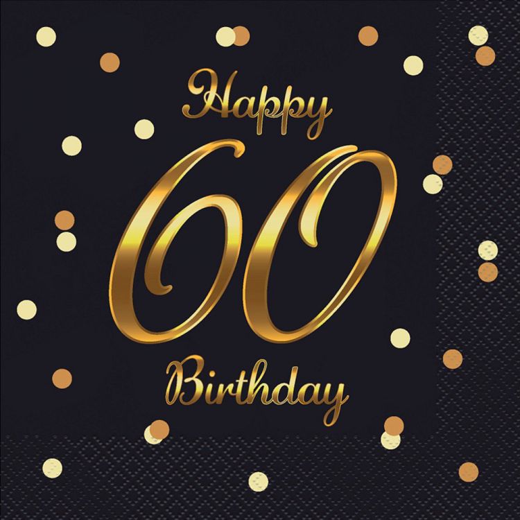 20 servietten 60th birthday gold und schwarz