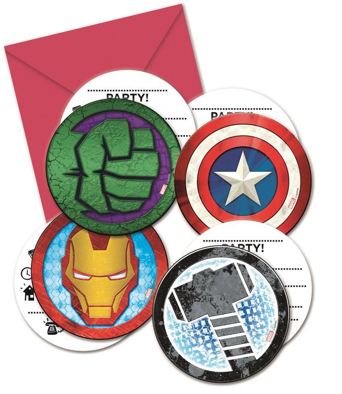 6 einladungskarte mit 6 umschlage Avengers